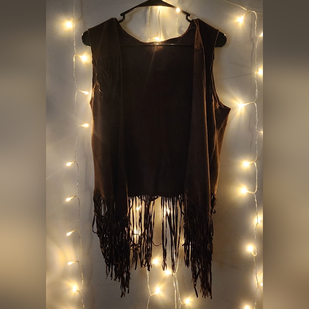 Faux Soft Leather Fringe Vest